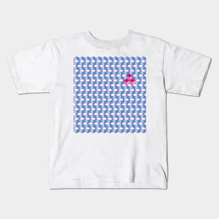 Blue & Pink Tiling Cubes Kids T-Shirt